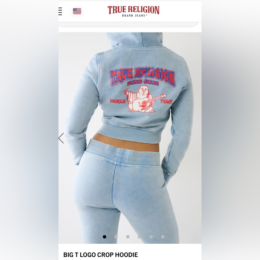 True Religion BIG T LOGO CROP HOODIE & LOW RISE FLARE SWEAT PANT